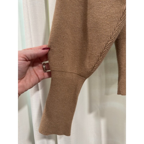 J.Crew Merino Wool Blend Ribbed Crewneck Sweater Camel Brown Womens Medium - Picture 2 of 6